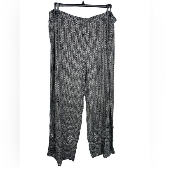 AVA & VIV Boho Pull Up wide leg pants 2X black & white - Picture 1 of 12